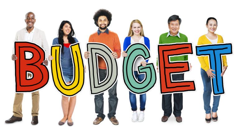 Budget made of people standing next to each other.