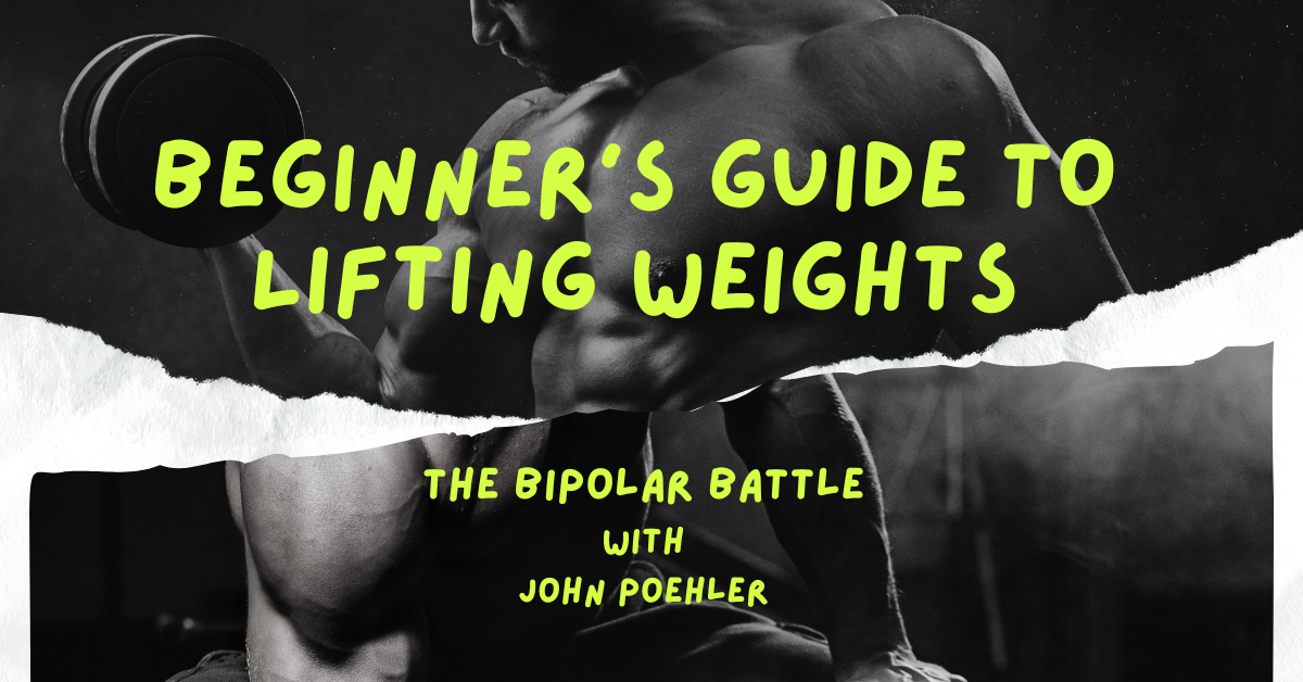 Man lifting weights with the title "Beginner's Guide to Lifting Weights"